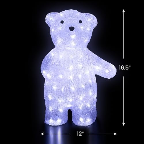 Northlight 17" Pre-lit Acrylic Polar Bear Display Decoration-White LED Lights