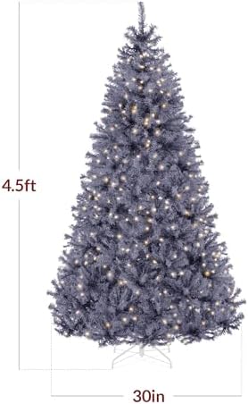 Best Choice Products 4.5ft Pre-Lit Charcoal Gray Christmas Tree, Full Artificial Holiday Decoration w/ 362 Branch Tips, 175 Lights, Foldable Base