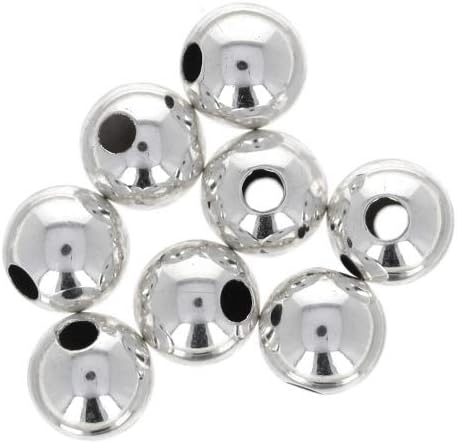 50pcs 5MM Genuine 925 Sterling Seamless Silver Round Ball Beads Spacer for Je...