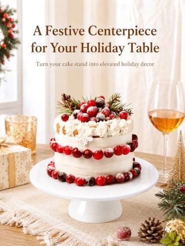 Porcelain Cake Stand, 10 in Round Cake Dessert Display Stands, White