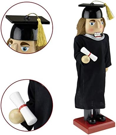 Clever Creations Boy Graduate 14 Inch Traditional Wooden Nutcracker, Festive Christmas Décor for Shelves and Tables