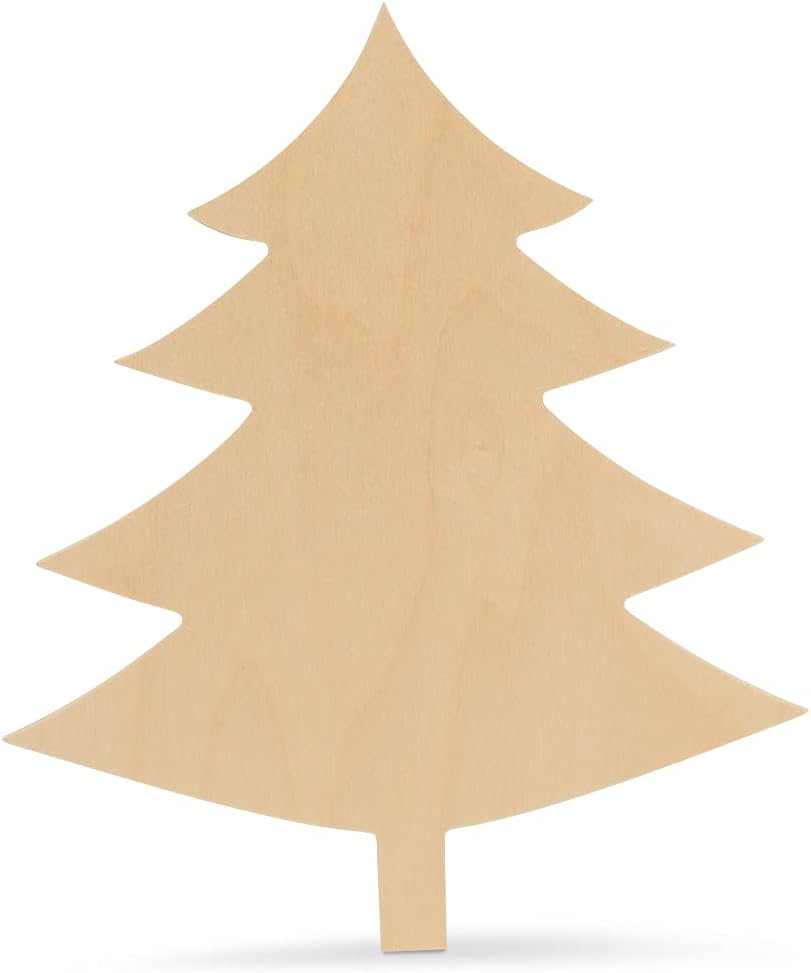 Wood Christmas Tree Cutout 12 inch, Pack of 6, Use as Wooden Door Hanger or Christmas Craft, by Woodpeckers