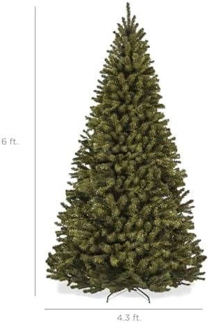 Best Choice Products Artificial Christmas Tree, 6ft Premium Unlit Realistic Spruce Holiday Décor w/Dense Branches, Easy Assembly, Metal Base