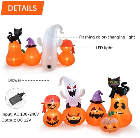 8 FT Halloween Inflatable Pumpkin Patch Yard Décor