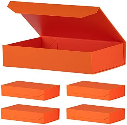orange gift boxes with lids 12x8x2.5 inches, foldable shown in use
