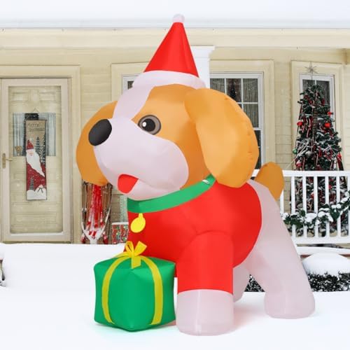 COMIN 5FT Christmas Inflatables Cavalier King Charles Puppy Yard LEDs Decor