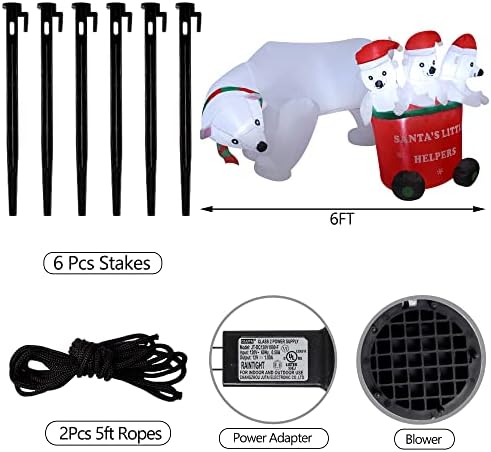 DR.DUDU 7 FT Christmas Inflatables Polar Bear with Santa Hat, Christmas Bear Blow up Outdoor Decorations for Lawn Garden Yard Xmas Holiday Party