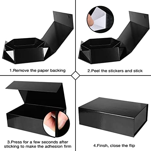Aimyoo 5 Pack Black Magnetic Gift Boxes with Lids 13.8x9x4.3 in, Large Bridesmaid Groomsman Proposal Box, Rectangle Collapsible Box for Present Graduation Birthday Wedding Storage