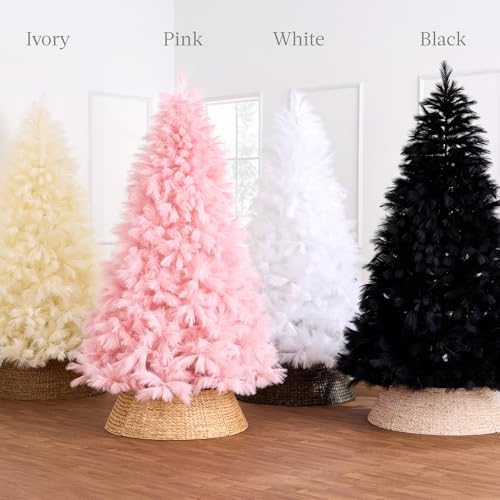 Best Choice Products Artificial White Pampas Christmas Tree, 9ft Premium Deluxe Unlit Pampas Grass Holiday Décor, Easy Assembly, Metal Base