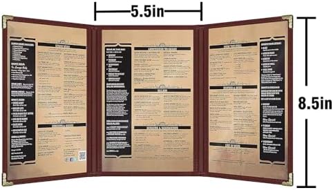 goodsmart restaurant menu covers – burgundy, 25 pack, side view