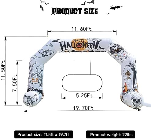 20ft Halloween Inflatable Archway with 250W Blower, Hexagon Inflatable Arch for Outdoor Decoration, Halloween Party, Lawn Garden