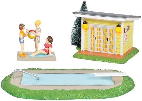 Department 56 Original Snow Village National Lampoon's Christmas Vacation Pool Fantasy Lit Building and Figurine Set, 3 Inch, Multicolor