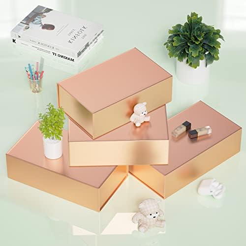 RYDDOY 5Pack Rose Gold Gift Box,9.5x6x3'' Gift Boxes with Lids for Presents