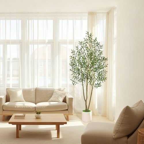Timoo Faux Olive Tree 7FT Tall Olive Trees Artificial Indoor with Planter
