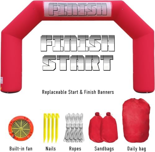 20Ft Inflatable Arch with Blower,Outdoor Inflatable Archway for Party,5K Race,Advertising Commerce,School Sport Black Red