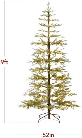 Best Choice Products Pre-Lit Sparse Christmas Tree 9ft Artificial Pine Holiday Décor Aspen Noble Fir w/ 2-in-1 White & Multicolor LED Lights