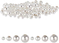 95pcs 925 Sterling Silver Beads Jewelry Making 4 Sizes Smooth Round Beads Seamless Ball Spacer S925 Silver Loose Round Bead for DIY Necklace Bracelet Ring Earring Crafts Accessories
