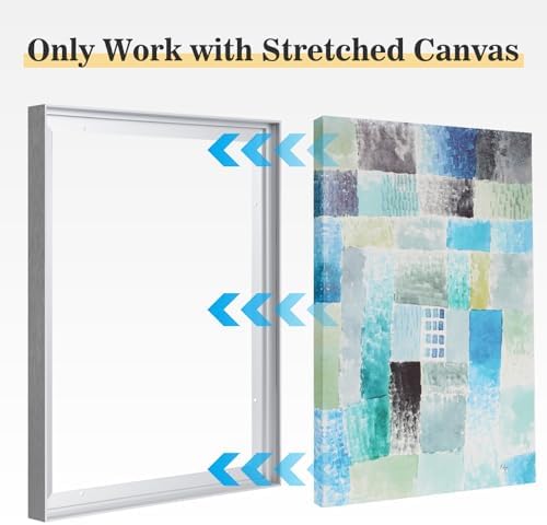 18x24 Canvas Floater Frame for Coastal Landscape Painting,Silver