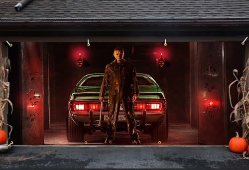 Creepy Halloween Garage Door Cover 7x16ft - Classic Movie Killer Character