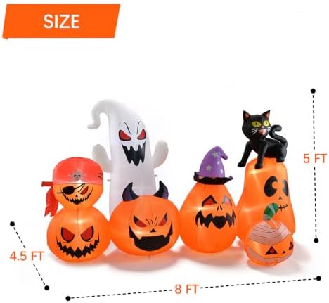 8 FT Halloween Inflatable Pumpkin Patch Yard Décor