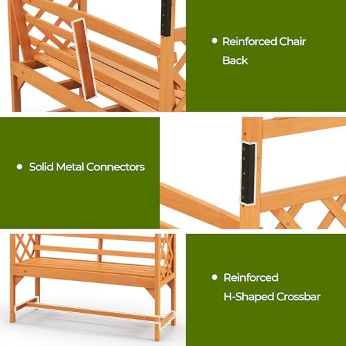 Giantex Garden Arbor with Bench, Wooden Garden Arch Trellis 63''W x 79''H