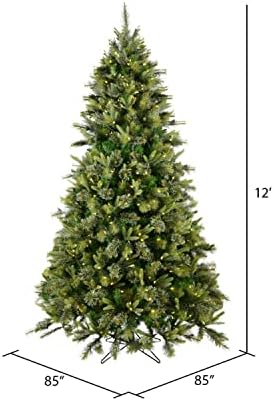 Vickerman 12' Cashmere Pine Artificial Christmas Tree - Warm White Dura-Lit® LED Lights - Faux Christmas Tree - Seasonal Indoor Home Decor - Realistic Christmas Tree