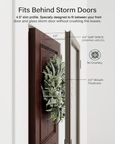 24 Inch Eucalyptus Wreath for Front Door, Farmhouse Decor Wreath