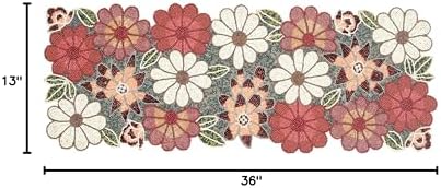 Lightnpro Beaded Table Runner - Elegant Handmade Floral Design - Decorative Table Accent for Dining, Weddings,, Everyday Use & Special Party Occasions - 13x36 Inch - Maroon Combo
