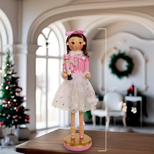 Kurt Adler 12-inch Pink Clara with Brunette Hair Ballerina Nutcracker