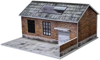 1/64 Diorama Old Factory Garage Model, LED Lighting Workshop Parking Lot Scene Display Case, Diecast Model Cars Parking Lot Building, American Diorama (Dilapidated Factory)
