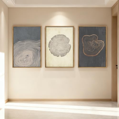 anyzal extra large neutral tree ring framed wall, side view