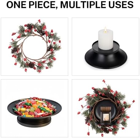 MOYEE Christmas Candle Holder Wreath Single 14 inch, Christmas Candle Ring