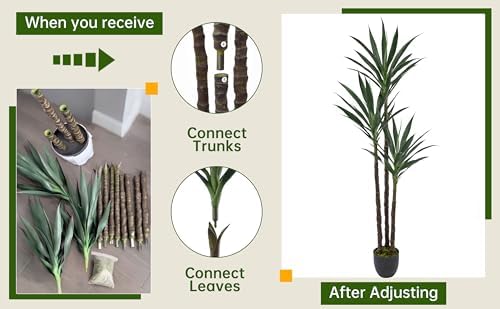 Artificial Agave Tree 5.2FT with 45 Leaves & 3 Trunks Yucca Plant