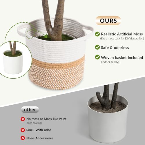 7FT Olive Trees Artificial Indoor with Planter&Basket, Tall Faux Olive Tree