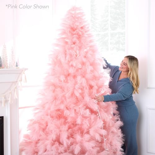 Best Choice Products Artificial White Pampas Christmas Tree, 9ft Premium Deluxe Unlit Pampas Grass Holiday Décor, Easy Assembly, Metal Base