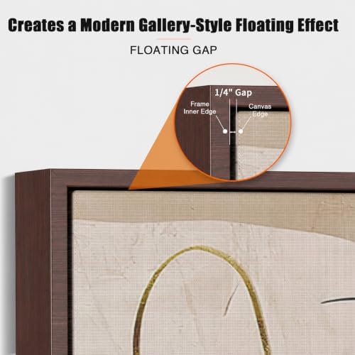 Canvas Floater Frame for 1”–1.25”Deep Gallery Wrapped Canvas, Wood-Look Floating Frame Wall Artwork for Oil Paintings, Gallery Bedroom, Living Room, Studio, Made in USA (Dark Walnut,8x10)