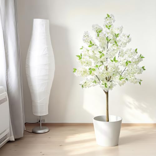 5FT White Artificial Cherry Blossom Tree with Pot for Home Wedding Decor