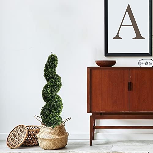 Artificial Topiary Trees 43.3 inch/3.6 ft Boxwood Spiral Trees Green Potted Tree Set of 2 Artificial topiaries Trees