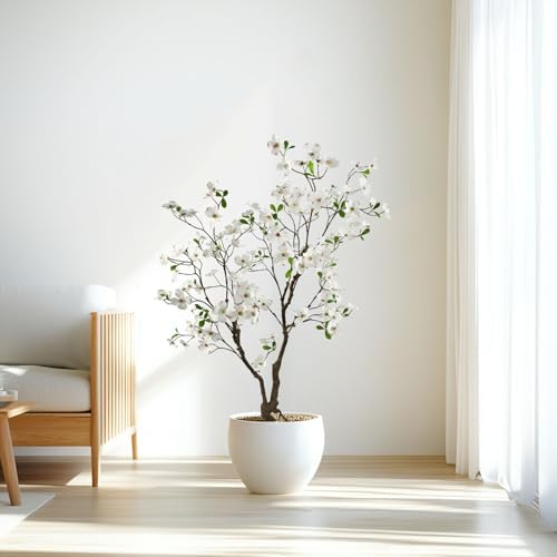 5ft Artificial White Dogwood Potted Flowering Tree