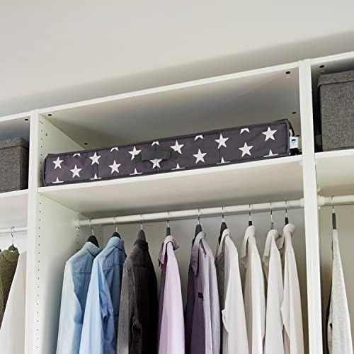 LOVE IT STORE IT Bag for Wrapping Paper Storage, High-Quality Wrapping Paper Organiser, with Compartments for Gift Ribbons, Grey with Stars, 90 x 30 x 12 cm