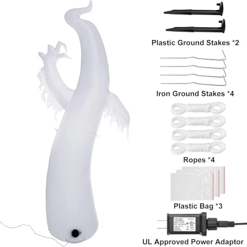 Sizonjoy 12 Ft Giant Halloween Inflatable Ghost, Blow Up Halloween Decorations Outdoor Built-in Changing LED Lights for Outdoor Indoor Yard Garden