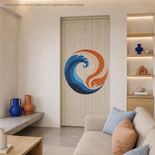 Fire & Ice Beaded Bamboo Curtain for Doorway 35.4" x 78.7"