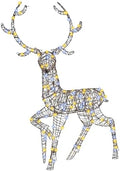 Tangkula 4.6 FT Christmas 3D Lighted Reindeer, Pre-Lit Rattan Buck