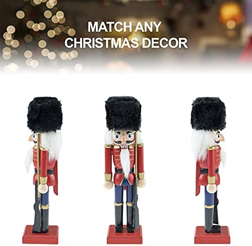 Clever Creations British Soldier 8 Inch Traditional Wooden Nutcracker, Festive Christmas Décor for Shelves and Tables