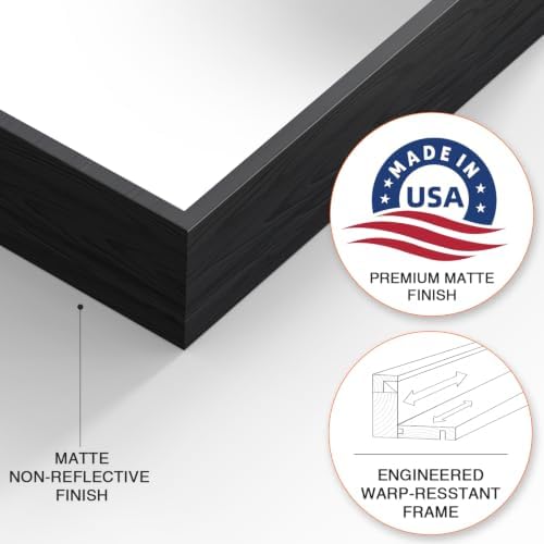 Canvas Floater Frame for 1”–1.25”Deep Gallery Wrapped Canvas, Wood-Look Floating Frame Wall Artwork for Oil Paintings, Gallery Bedroom, Living Room, Studio, Made in USA (Black,12x16)