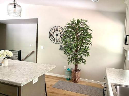 Aveyas 6ft Artificial Ficus Tree for Home Decor, 6 Feet Faux Plant Fake Silk Trees with Pot for Indoor Outdoor House Living Room Office Garden (6 ft Tall)