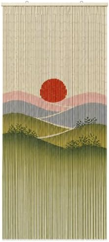 Sunset Field Beaded Bamboo Curtain for Doorway 35.4" x 78.7"