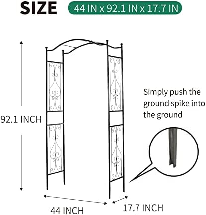 92'' H x 44'' W Garden Arch Arbor Trellis for Outdoor, Trellis Plants Support with Metal Durable Iron Use for Climbing Plants w/Decorative Wire Lattice - Black