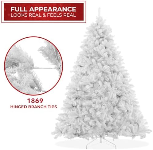 Casafield 7.5FT White Spruce Artificial Holiday Christmas Tree with Sturdy Metal Stand