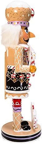 Kurt Adler 16-Inch Wooden Gingerbread Christmas Nutcracker (Color May Vary),Brown/Beige
